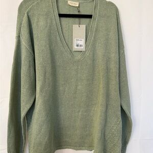 Cozy Green V-Neck Sweater by Poetry
